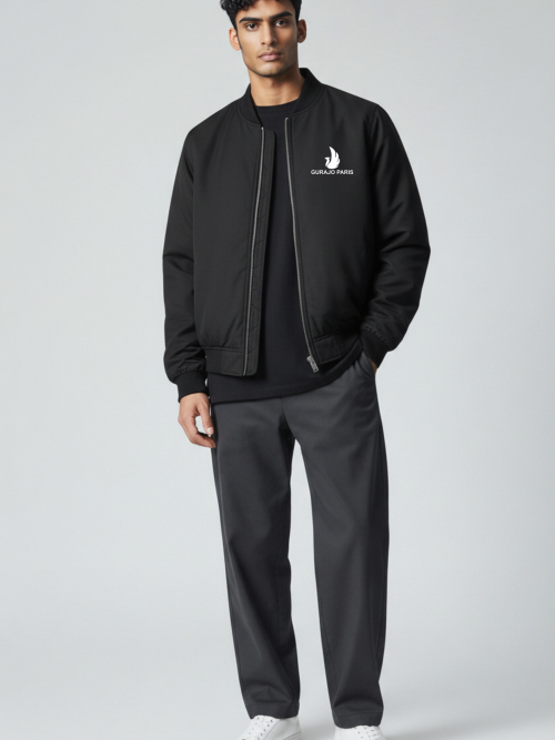 Gurajo Paris Men’s Classic Bomber Jacket – Classic Black
