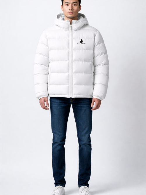 Gurajo Paris Men’s Hooded Puffer Jacket – White