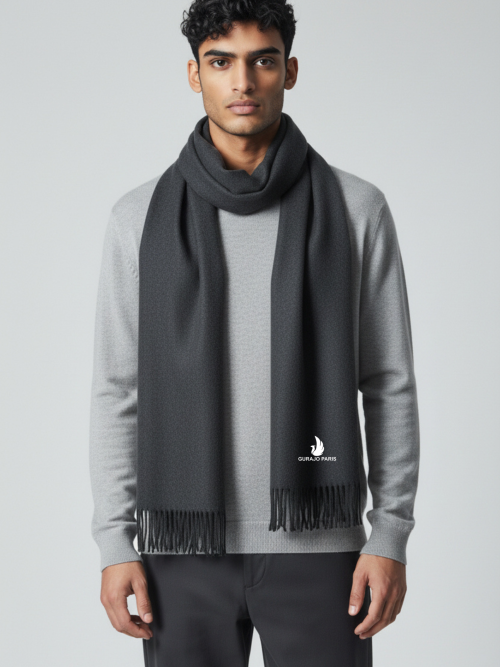 Gurajo Paris Men’s Cashmere Scarf – Charcoal Grey