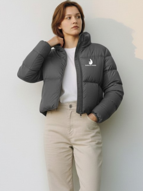 Gurajo Paris Women’s Classic Puffer Jacket – Grey