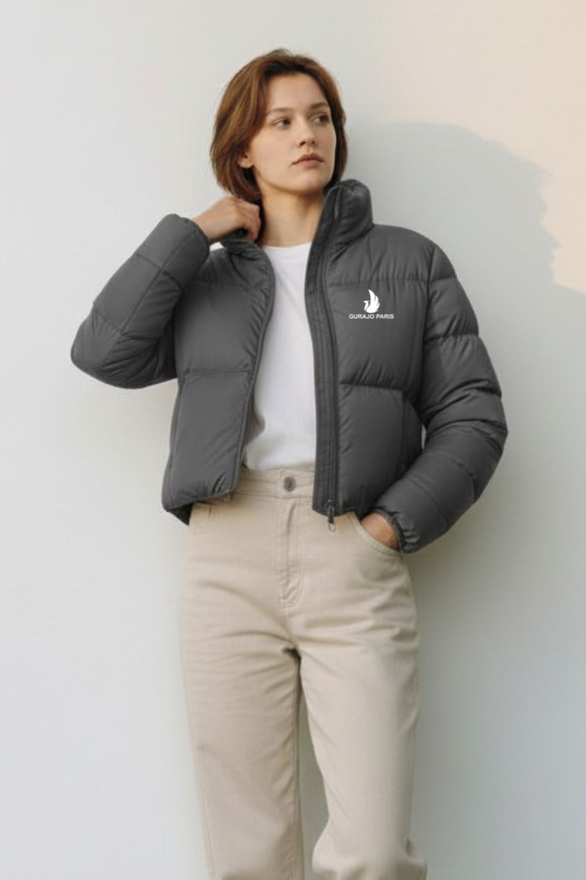 Gurajo Paris Women’s Classic Puffer Jacket – Grey