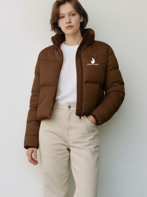 Gurajo Paris Women’s Classic Puffer Jacket – Brown