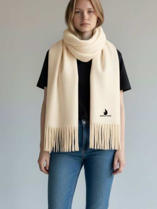 Gurajo Paris Women’s Cashmere Scarf – Cream Beige