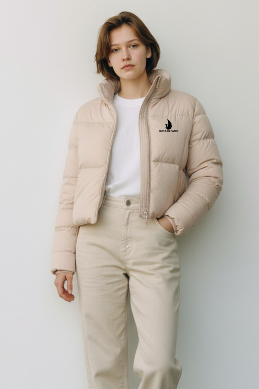 Gurajo Paris Women’s Classic Puffer Jacket – Beige