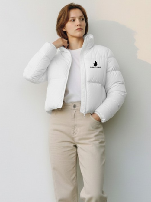 Gurajo Paris Women’s Classic Puffer Jacket – White