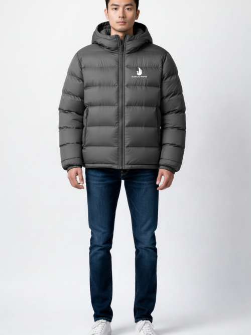 Gurajo Paris Men’s Hooded Puffer Jacket – Charcoal Grey