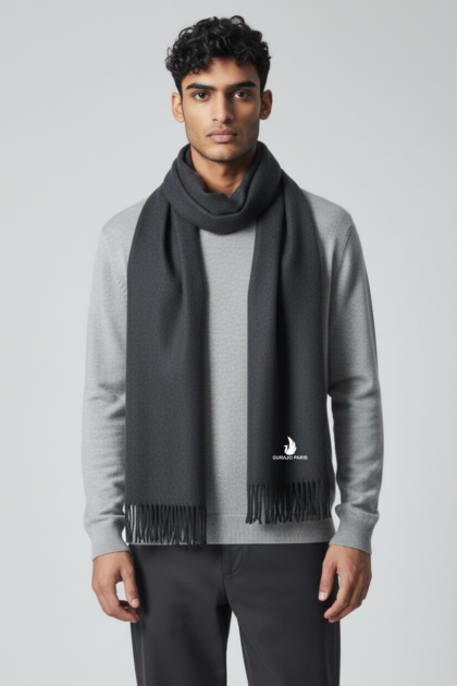 Gurajo Paris Men’s Cashmere Scarf – Charcoal Grey