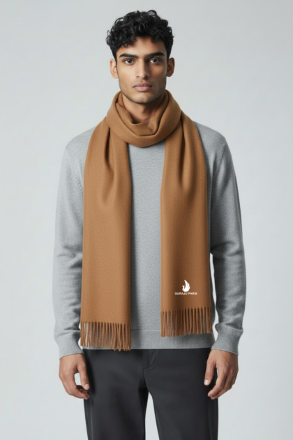 Gurajo Paris Men’s Cashmere Scarf – Camel Brown