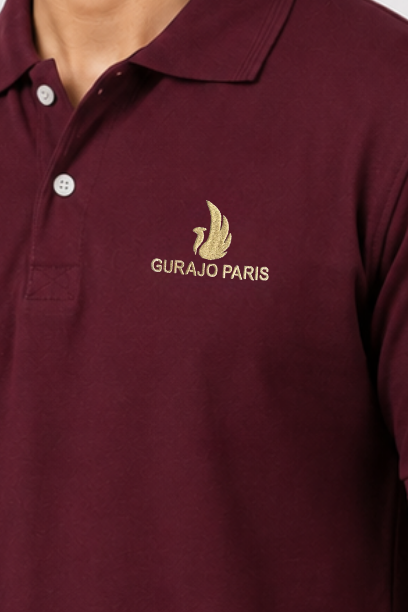 Men’s Maroon Polyester Matty Half Sleeve Polo T-Shirt - Image 3