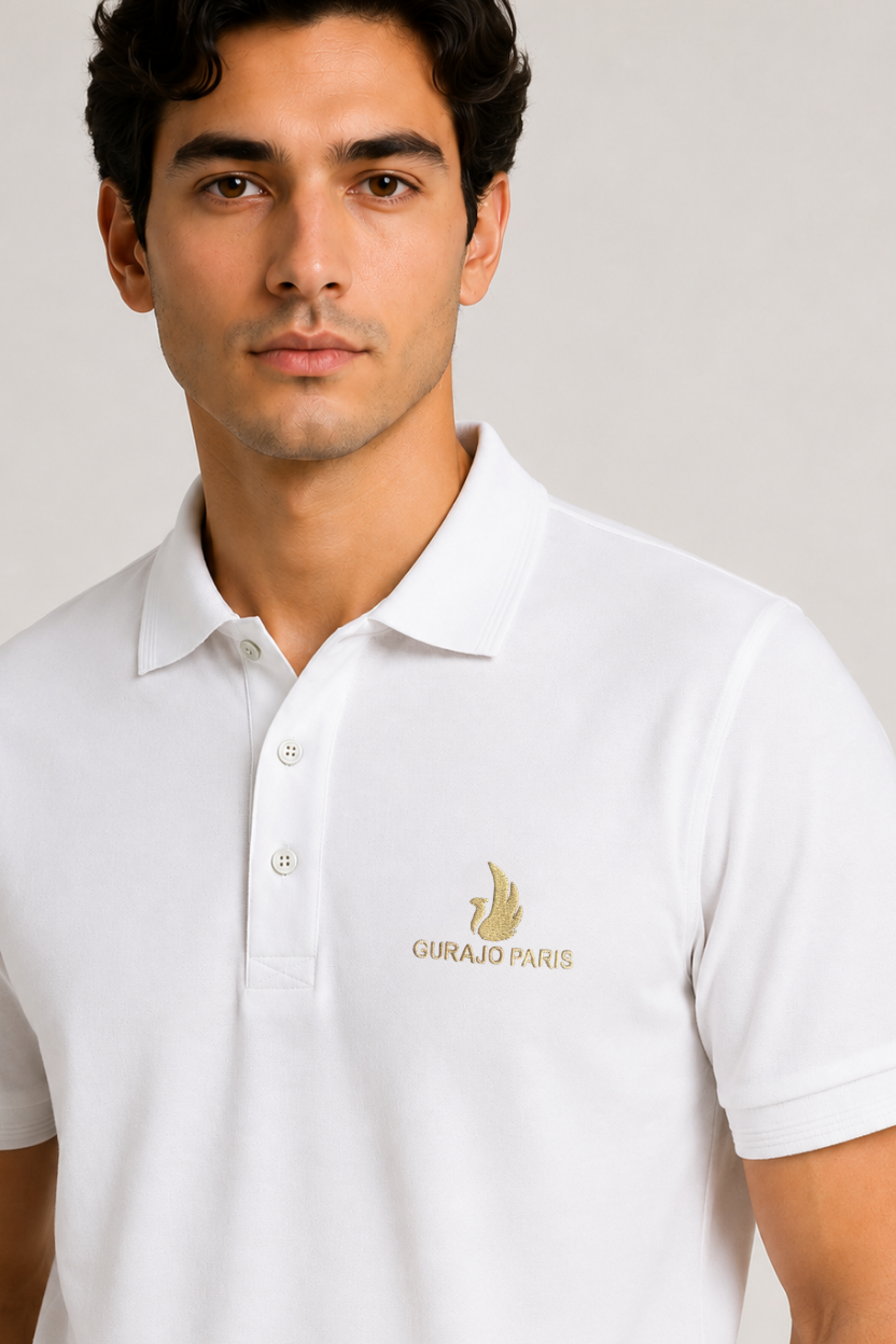 Men’s White Polyester Matty Half Sleeve Polo T-Shirt - Image 2