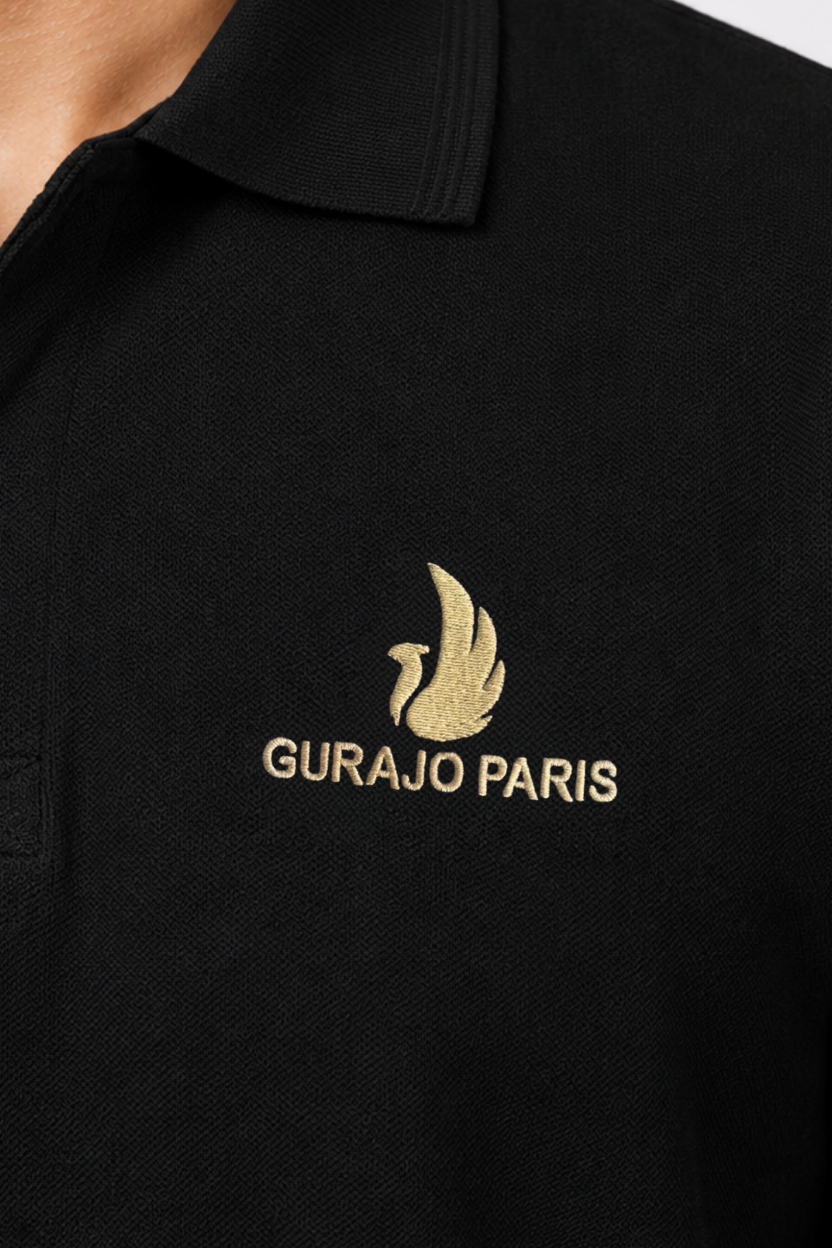 Men’s Black Polyester Matty Half Sleeve Polo T-Shirt - Image 2