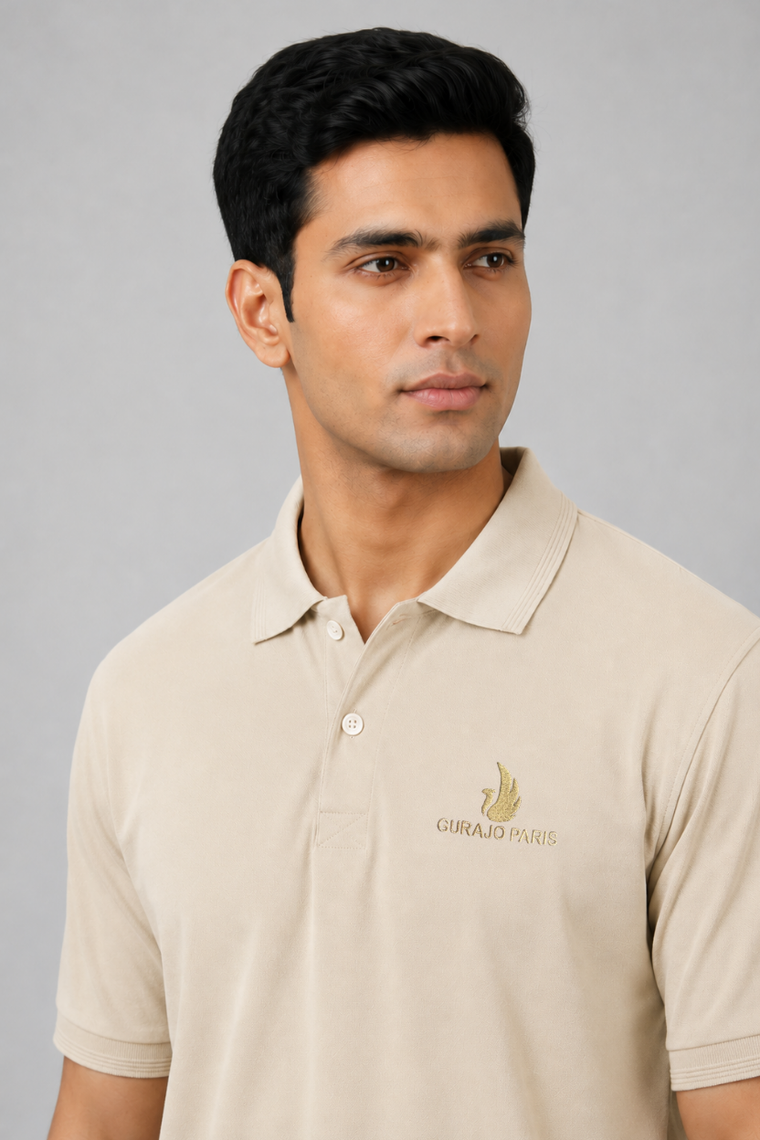 Men’s Camel Polyester Matty Half Sleeve Polo T-Shirt - Image 3