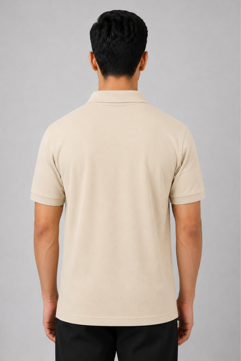 Men’s Camel Polyester Matty Half Sleeve Polo T-Shirt - Image 4