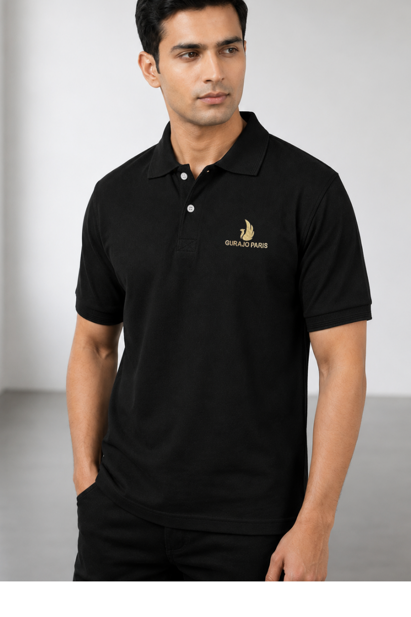 Men’s Black Polyester Matty Half Sleeve Polo T-Shirt