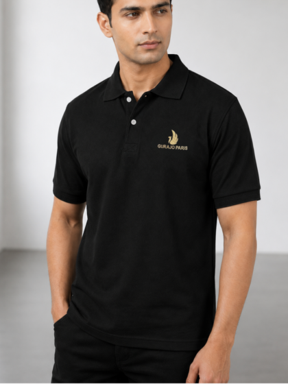 Men’s Black Cotton Matty Half Sleeve Polo T-Shirt