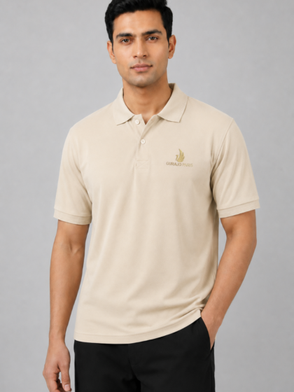 Men’s Camel Polyester Matty Half Sleeve Polo T-Shirt