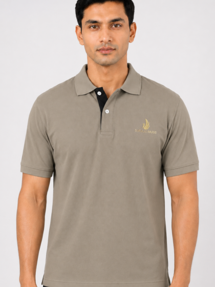 Men’s Cool Brown Cotton Matty Half Sleeve Polo T-Shirt