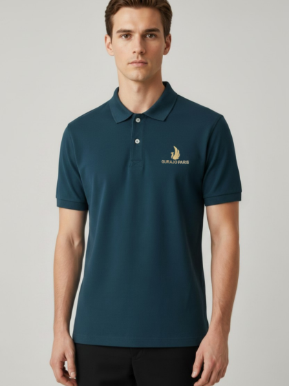 Men’s Dark Teal Blue Cotton Matty Half Sleeve Polo T-Shirt