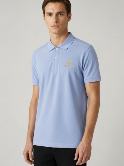 Men’s Light Sky Blue Cotton Matty Half Sleeve Polo T-Shirt