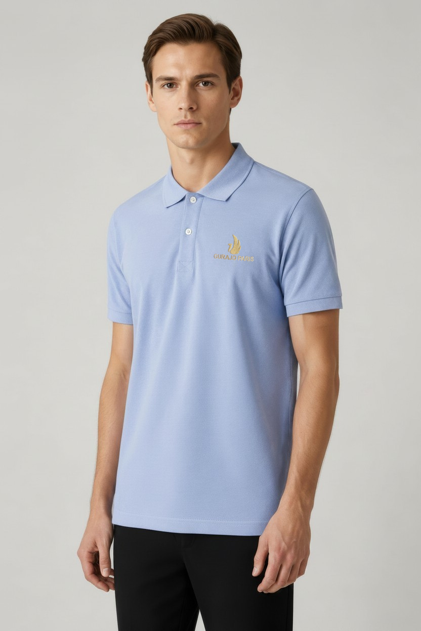 Men’s Light Sky Blue Cotton Matty Half Sleeve Polo T-Shirt