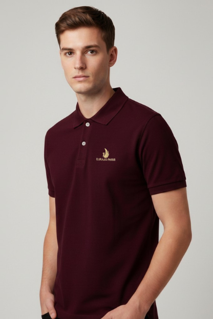 Men’s Maroon Cotton Matty Half Sleeve Polo T-Shirt