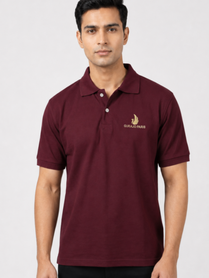 Men’s Maroon Polyester Matty Half Sleeve Polo T-Shirt