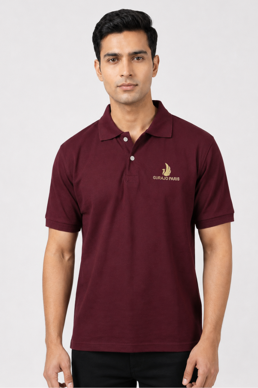 Men’s Maroon Polyester Matty Half Sleeve Polo T-Shirt