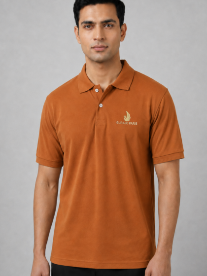 Men’s Rust Orange Polyester Matty Half Sleeve Polo T-Shirt