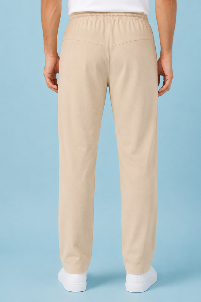 Men’s Light Beige Check Terry Plain Lower - Image 4