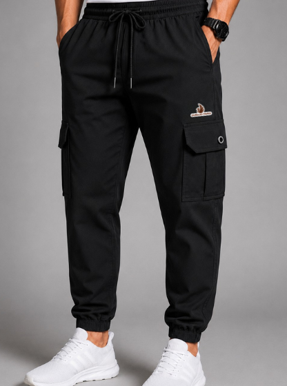 Men’s Black Terry Cargo Joggers