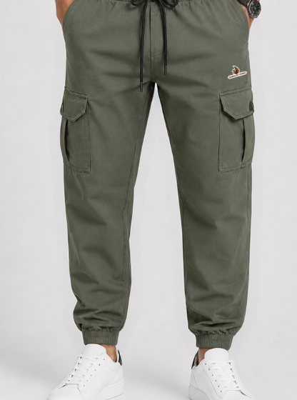 Men’s Olive Green Terry Cargo Joggers