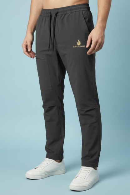 Men’s Charcoal Grey Nylon Terry Plain Lower - Image 2