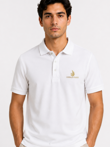 Men’s White Polyester Matty Half Sleeve Polo T-Shirt