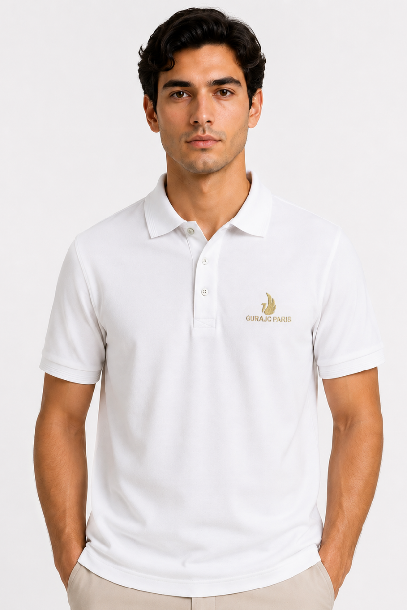 Men’s White Polyester Matty Half Sleeve Polo T-Shirt